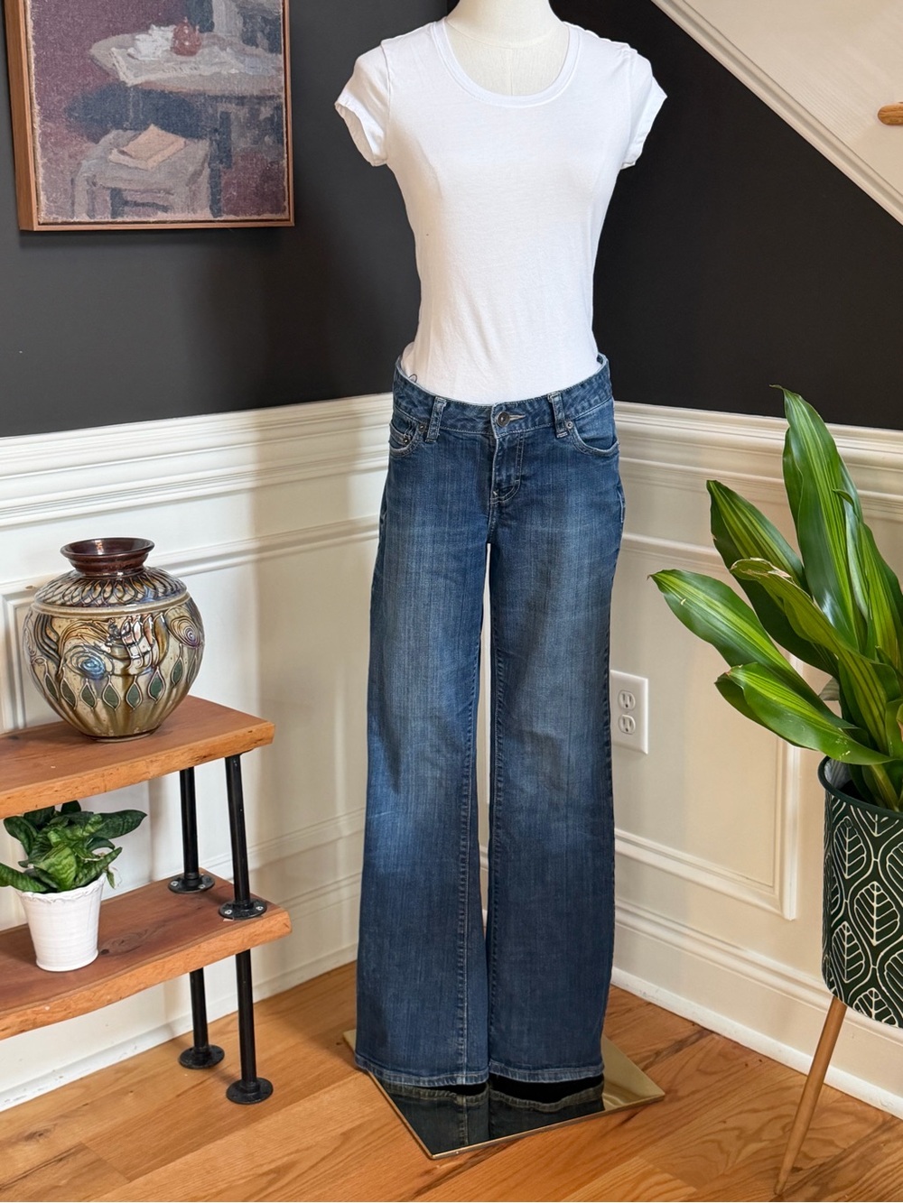 Calvin Klein Boho Y2K Wide Leg Flare Jeans Medium Wash Size 4